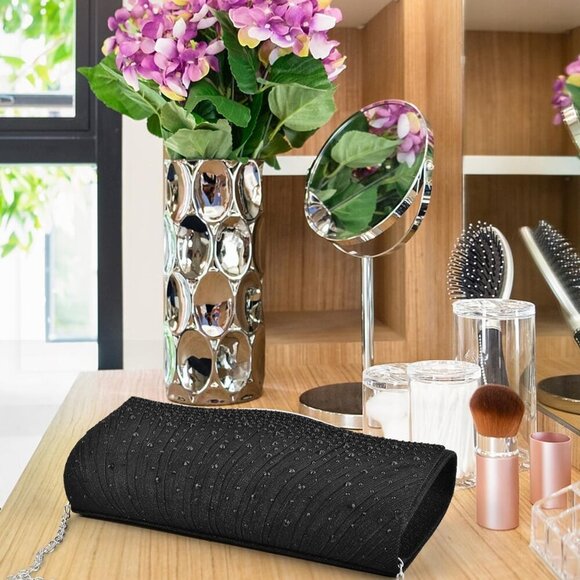 Clutch Purses for Women, Formal Evening Bags Suede Shoulder Envelope Party Handb - Picture 8 of 8